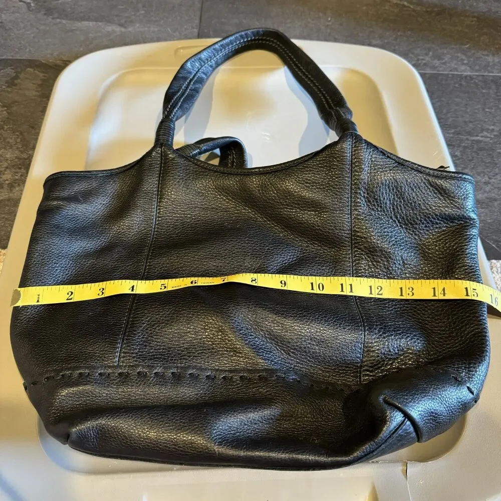 The Sak Shoulder Tote Handbag Black Pebbled Leather Hobo Everyday Purse 15x11